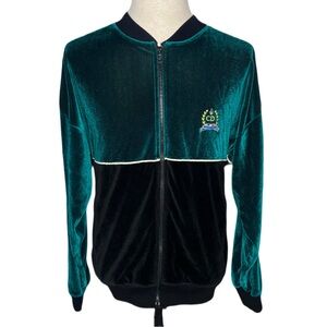 Dior Vintage Teal and Black Velvet Jacket with Black Velvet Pants